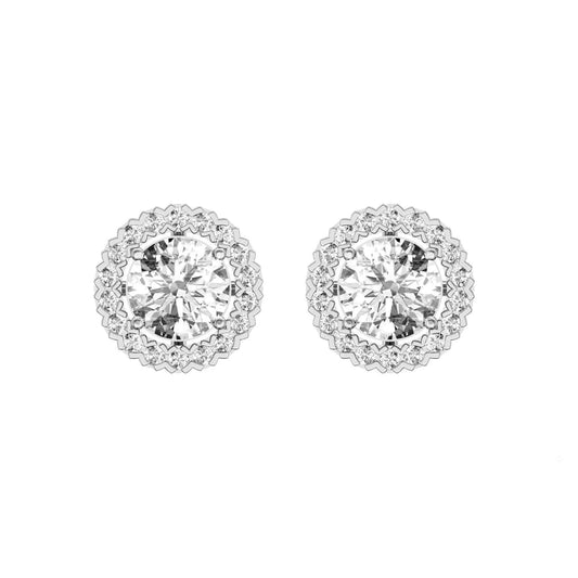Sparkling Round Cut 3.90 Carats Real Diamond Ladies Stud Halo Earrings