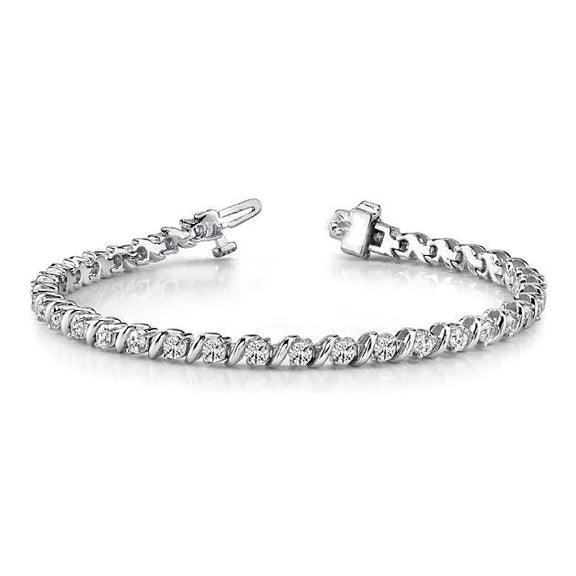 Sparkling Round Cut 4.20 Carats Real Diamonds Ladies Bracelet 14K