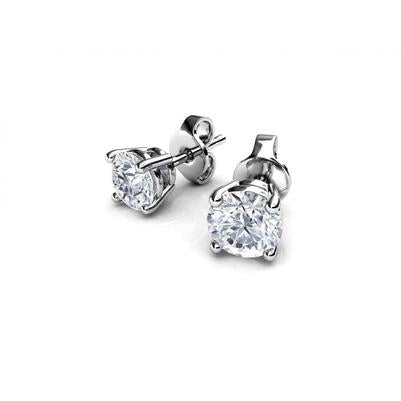 Sparkling Round Cut 4.40 Carats Genuine Diamonds Studs Earrings Wg 14K