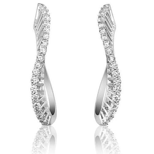 Sparkling Round Cut 4.40 Ct Real Diamonds Women Hoop Earrings White Gold - Hoop Earrings-harrychadent.ca