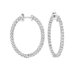 Sparkling Round Cut 4.50 Ct Natural Diamonds Ladies Hoop Earrings Gold White