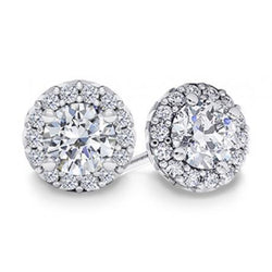 Sparkling Round Cut 4.60 Carats Genuine Diamonds Studs Halo Earrings Wg 14K