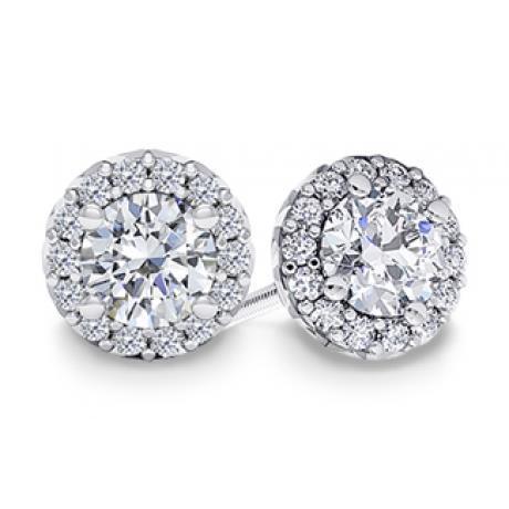 Sparkling Round Cut 4.60 Carats Genuine Diamonds Studs Halo Earrings Wg 14K