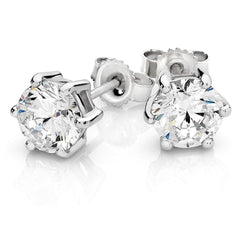 Sparkling Round Cut 4 Ct Natural Diamonds Lady Studs Earring White Gold