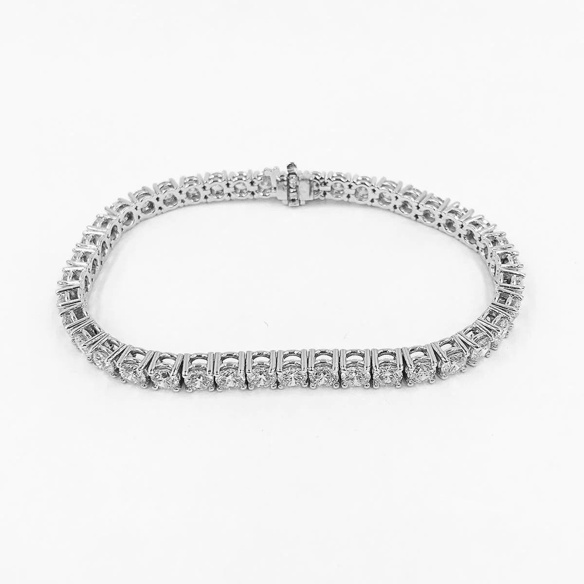 Sparkling Round Cut 8 Carats Real Diamonds Tennis Bracelet White Gold