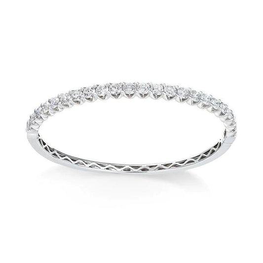 Sparkling Round Cut Genuine Diamond 5 Carats Bangle 14K White Gold