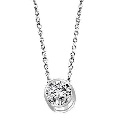 Sparkling Round Cut Genuine Diamond Necklace Pendant 1.0 Carat White Gold 14K