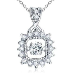 Sparkling Round Cut Natural Diamond Pendant Necklace 3.0 Carat White Gold 14K