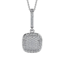 Sparkling Round Cut Real 7 Ct Diamonds Cluster Pendant Necklace White Gold