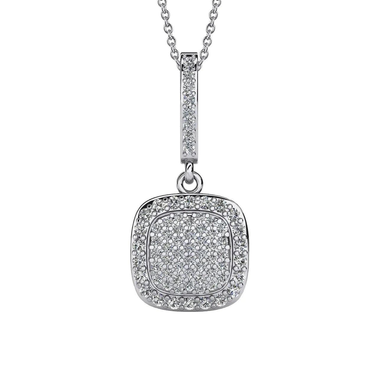 Sparkling Round Cut Real 7 Ct Diamonds Cluster Pendant Necklace White Gold - Pendant-harrychadent.ca