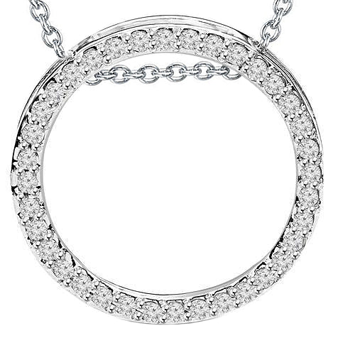 Sparkling Round Cut Real Diamond Circle Pendant Necklace 2.50 Carat WG 14K