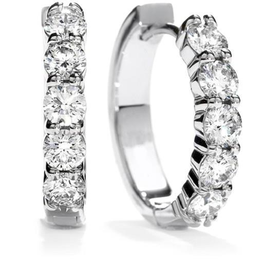 Sparkling Round Cut Real Diamond Ladies Hoop Earrings 3.0 Carat WG 14K