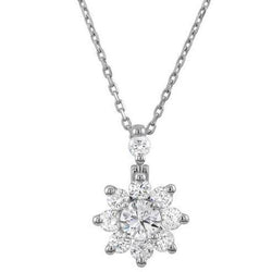 Sparkling Round Cut Real Natural Earth Mined Diamond Pendant Necklace 3.95 Carat White Gold 14K