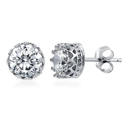 Sparkling Round Cut Real Diamond Studs Earring 2 Carats White Gold 14K