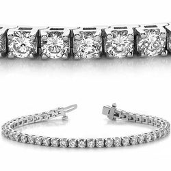 Sparkling Round Cut Real Diamond Tennis Bracelet 6.90 Carat White Gold 14K