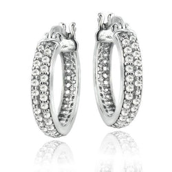 Sparkling Round Hoop Shaped F Vvs1 Real Diamond Earrings 2.50 Carat WG 14K