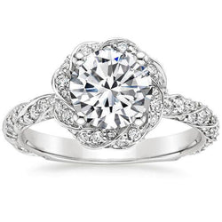 Sparkling Round Natural Earth Mined Diamond Engagement Ring 6 Carats White Gold 14K