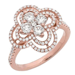 Sparkling Round Natural Diamond Women Engagement Ring 1.07 Carat Rose Gold 18K