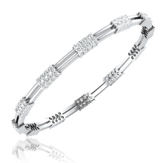 Sparkling Round Real 4.80 Ct Diamond Women Bangle White Gold