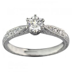 Sparkling Round Real Diamond Antique Style Ring 2.25 Carats White Gold 14K