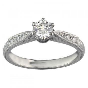 Sparkling Round Real Diamond Antique Style Ring 2.25 Carats White Gold 14K - Engagement Ring-harrychadent.ca