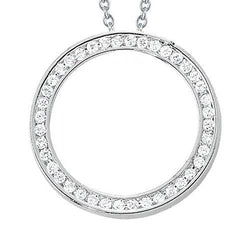 Sparkling Round Real Diamond Pendant Necklace Without Chain 1 Carat WG 14K