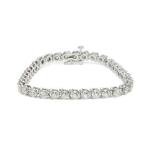 Sparkling Round Real Diamond Tennis Bracelet 5.40 Carat WG 14K