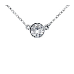 Sparkling Solitaire 1 Ct. Real Diamond Pendant Necklace White Gold 14K