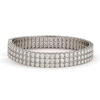 Sparkling Triple Row 12.50 Ct Real Diamonds Tennis Bracelet White Gold