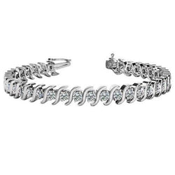 Sparkling White Gold Real Round Diamond S Style Tennis Bracelet 8.50 Carats