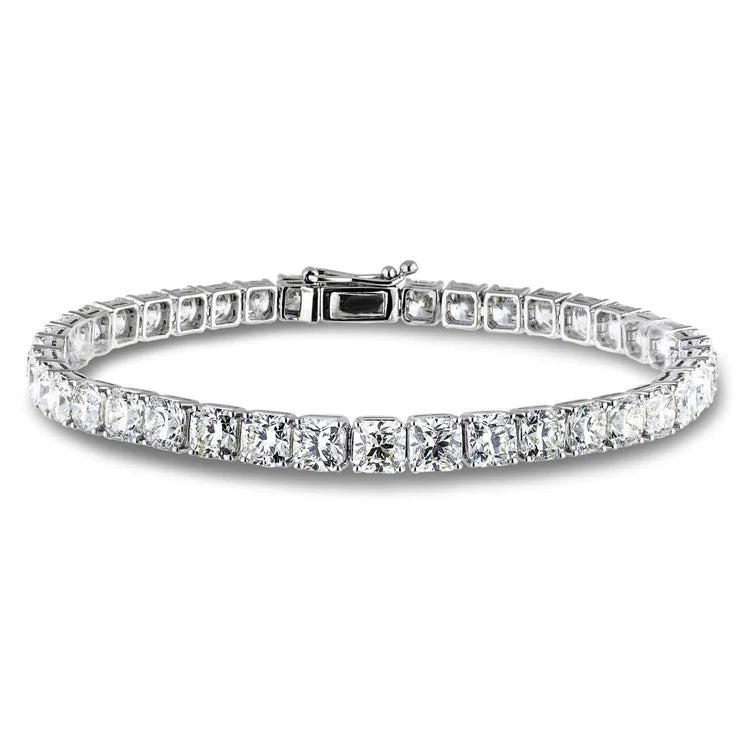 Sparkling Cushion Cut Lab Grown Diamonds Tennis Bracelet WG 14K 20 Carats