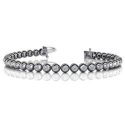 Sparkling Lab Grown Diamond Tennis Bracelet Bezel Set 8 Carat White Gold 14K