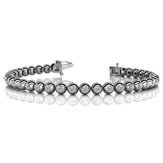 Sparkling Lab Grown Diamond Tennis Bracelet Bezel Set 8 Carat White Gold 14K