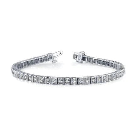 Sparkling Round Cut 10 Ct Lab Grown Diamonds Tennis Bracelet White Gold 14K New