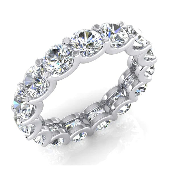 Sparkling Round Lab Grown Diamond Eternity Gold Band 4.2 mm 4.80 Carats