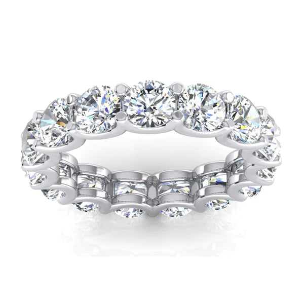 Sparkling Round Lab Grown Diamond Eternity Gold Band 4.2 mm 4.80 Carats