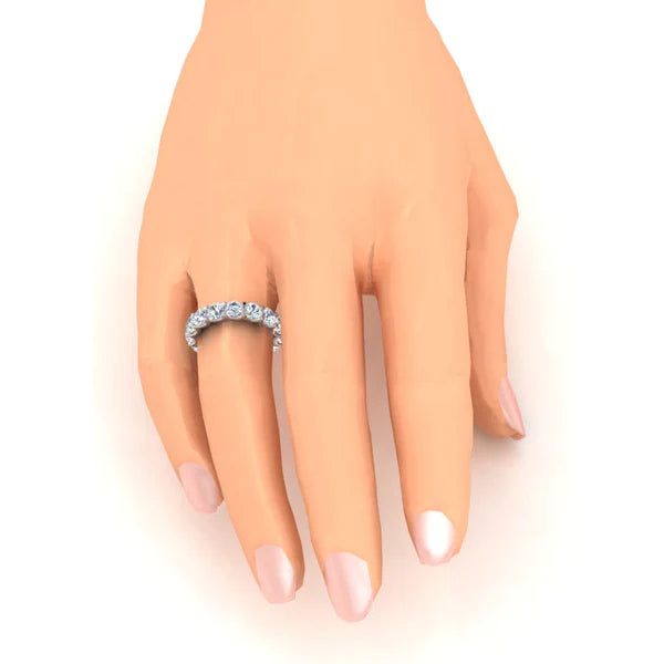 Sparkling Round Lab Grown Diamond Eternity Gold Band 4.2 mm 4.80 Carats