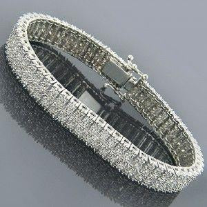 Sparkling Round Lab Grown Diamonds Bracelet Women Gold Jewelry 18 Ct