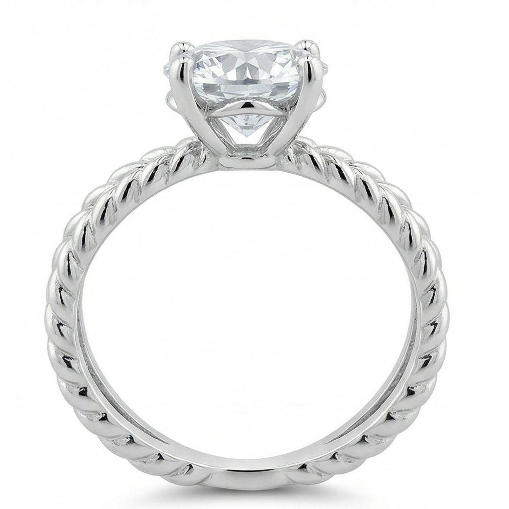 natural round diamond 3ct ring profile view