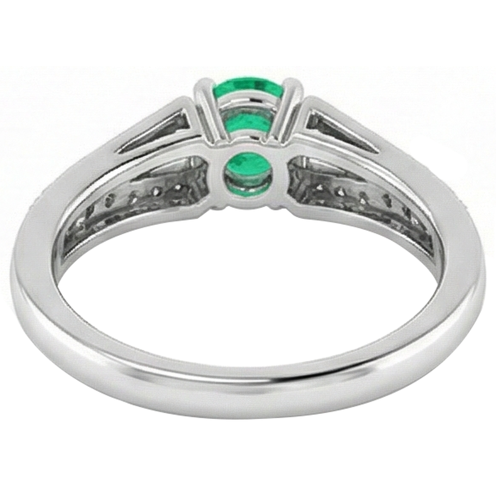 Split Shank Round Green Emerald Ring 1.75 Carats White Gold 14K