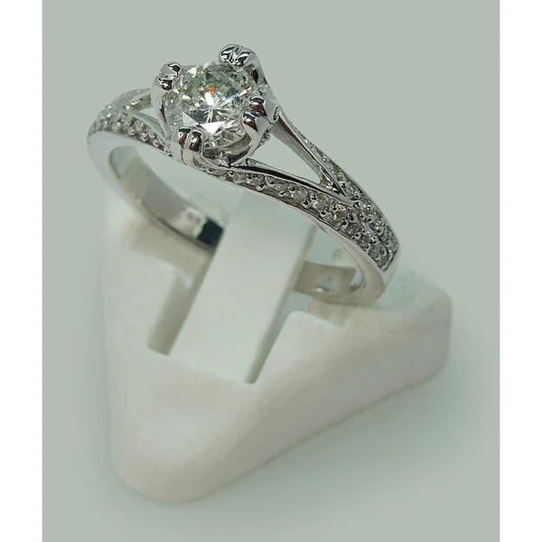 Split Shank Real Diamond Solitaire With Accents Engagement Ring 1.65 Carats