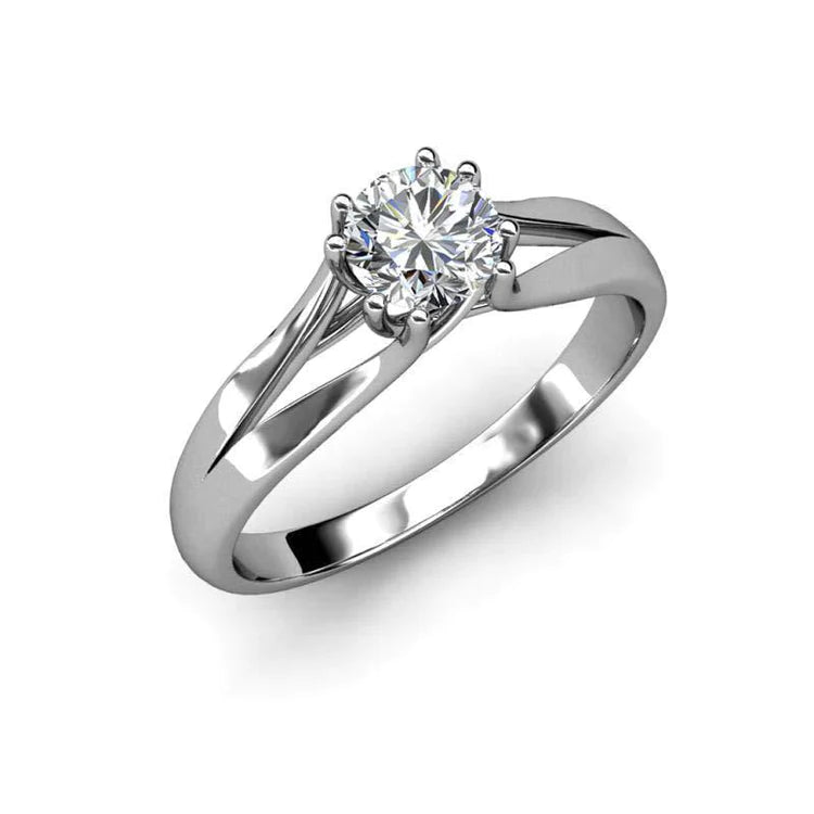 Split Shank Round Cut 1.75 Carats Solitaire Genuine Diamond Engagement Ring