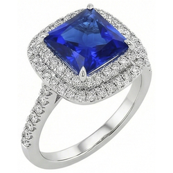 Natural Sapphire Ring 4.50ct - White Gold 14K