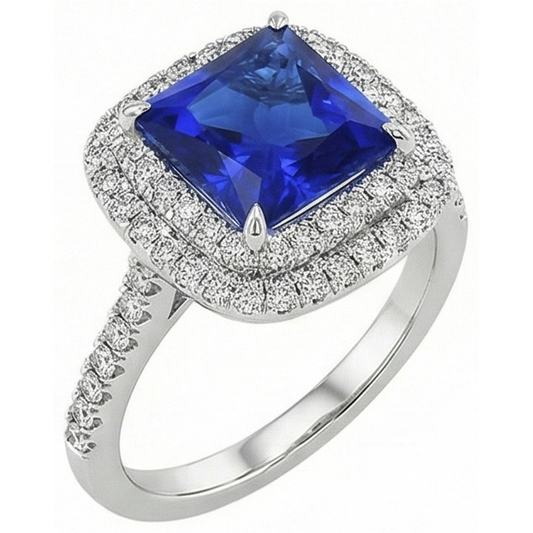 natural round sapphire 4.50ct ring side angle
