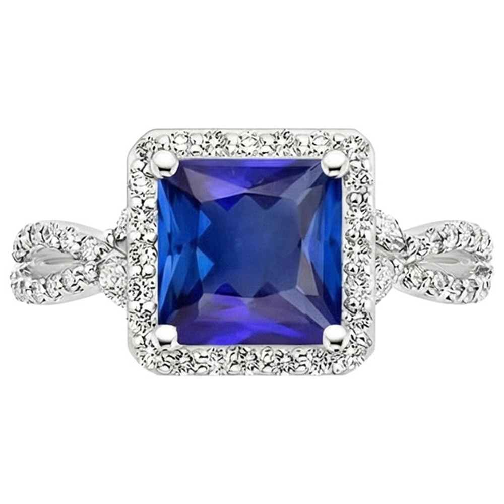 Square Designer Blue Sapphire Ring