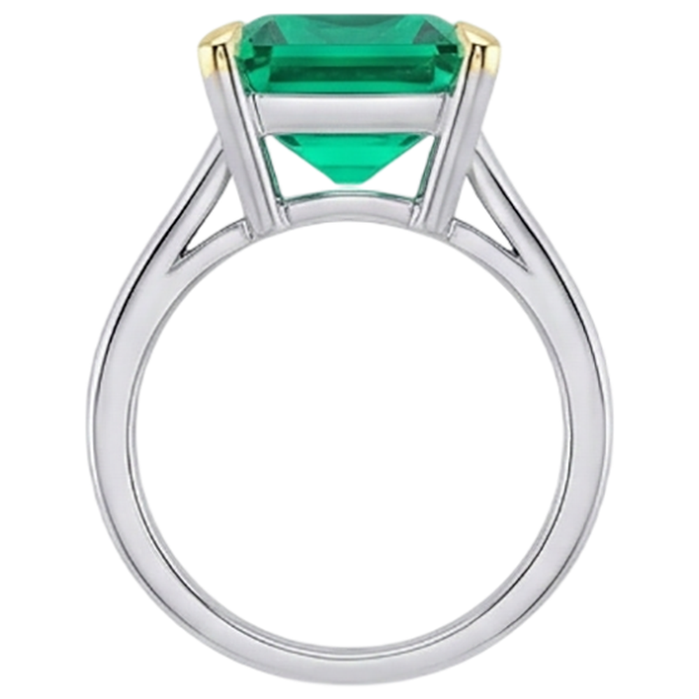 Real Emerald Precious Stone Ring 5 ct 14K Two Tone Gold – top view