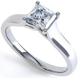 Square Real Diamond Solitaire Ring