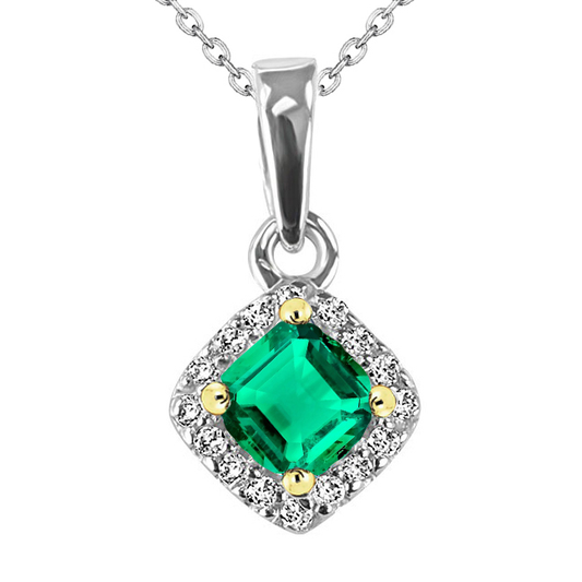 Fine Emerald Stone Pendant Necklace 2.50-ct 14K Two Tone Gold – main view