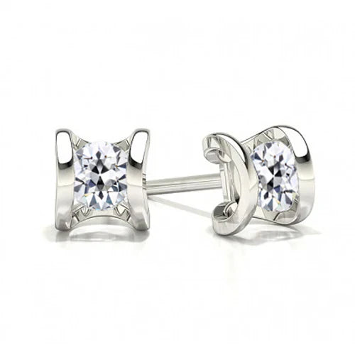 Genuine Diamond Stud Earrings 2 ct 14 Karat White Gold – main view
