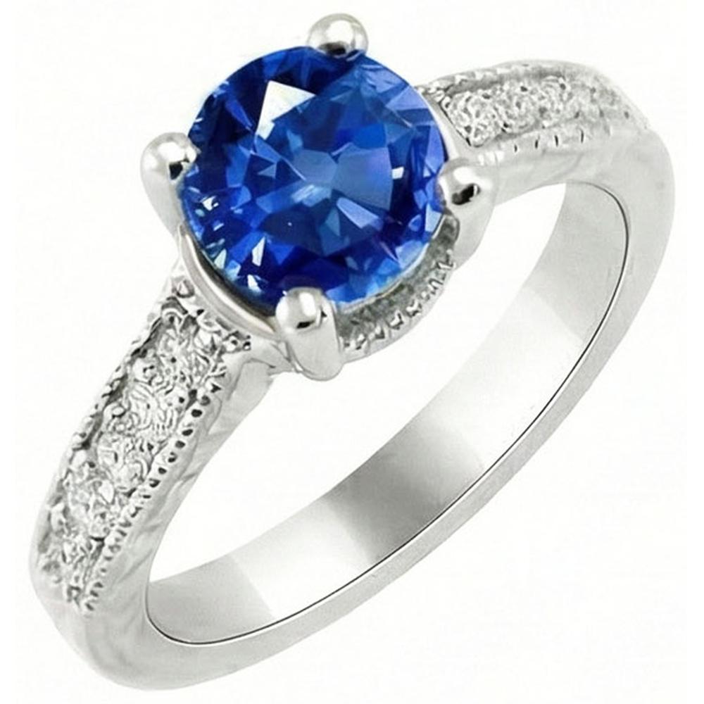 Sri Lanka Blue Gems Natural Earth Mined Diamond ( Not Lab Grown )  Ring
